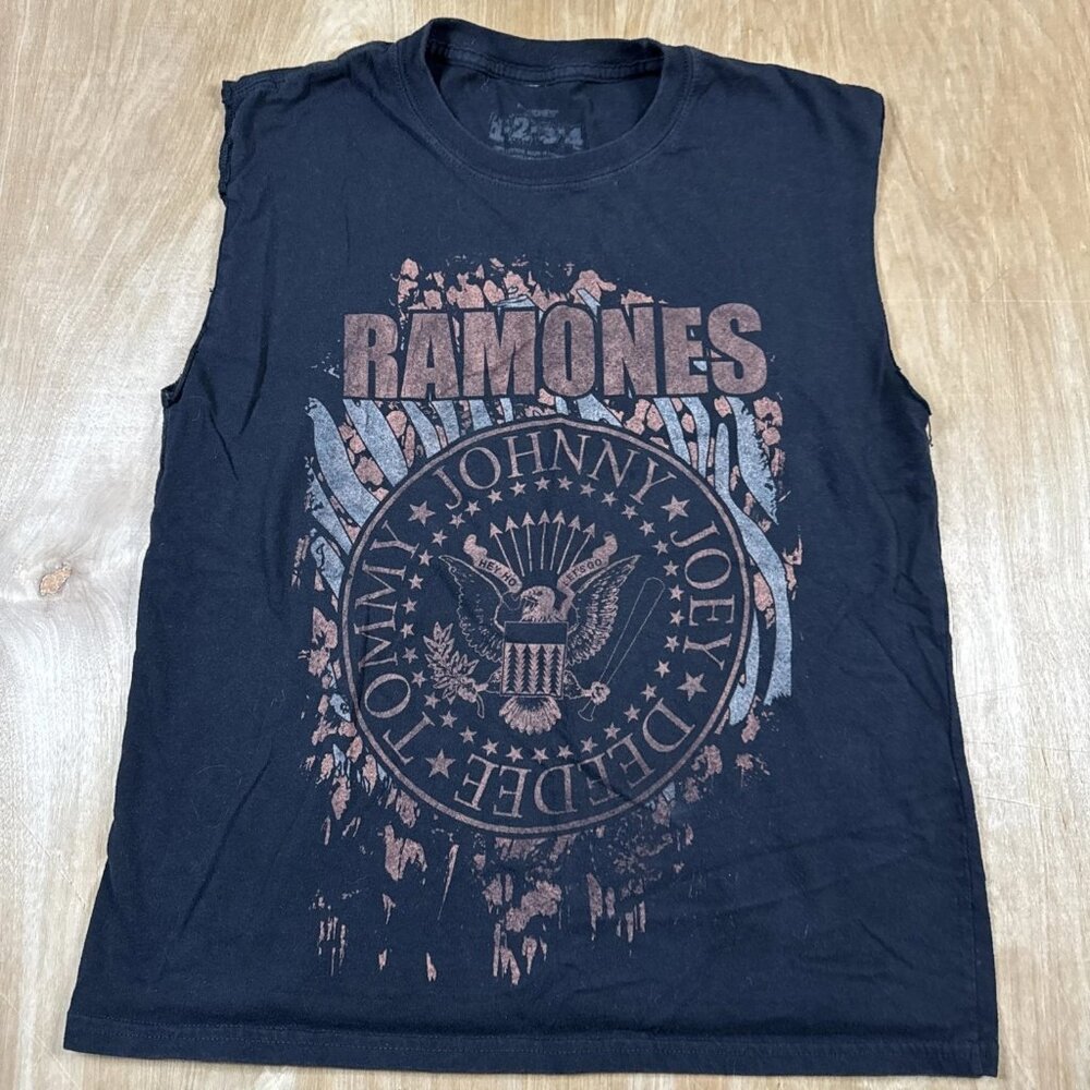 Ramones Black Cotton Sleeveless T-Shirt Mens Small